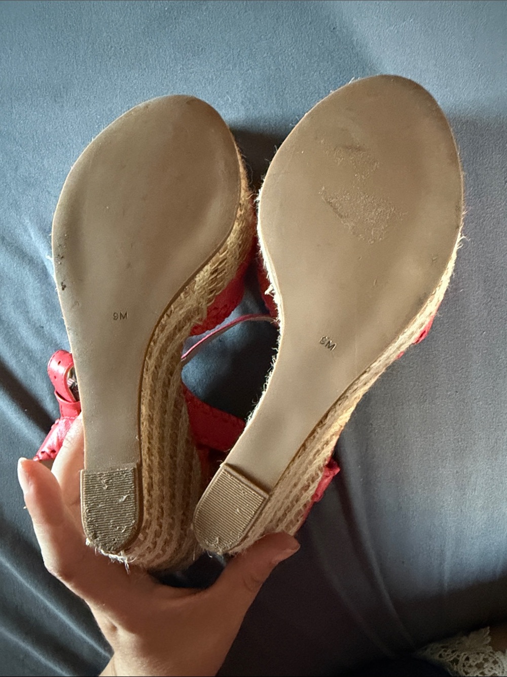 Jack Rogers medallion Coral Orange T-strap wedge sandals Size 9 - Picture 5 of 5